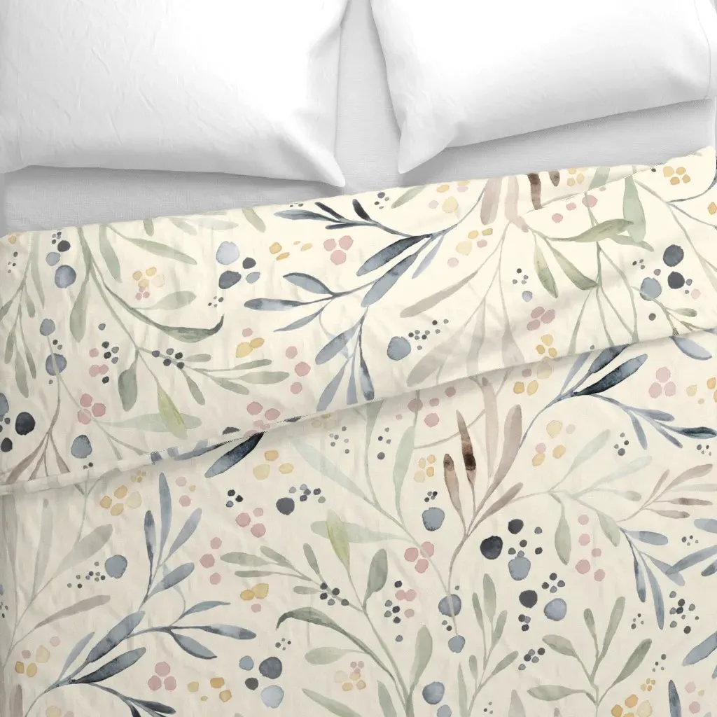 Long Leaves Jumbo Duvet Cover - Light Beige alternate view