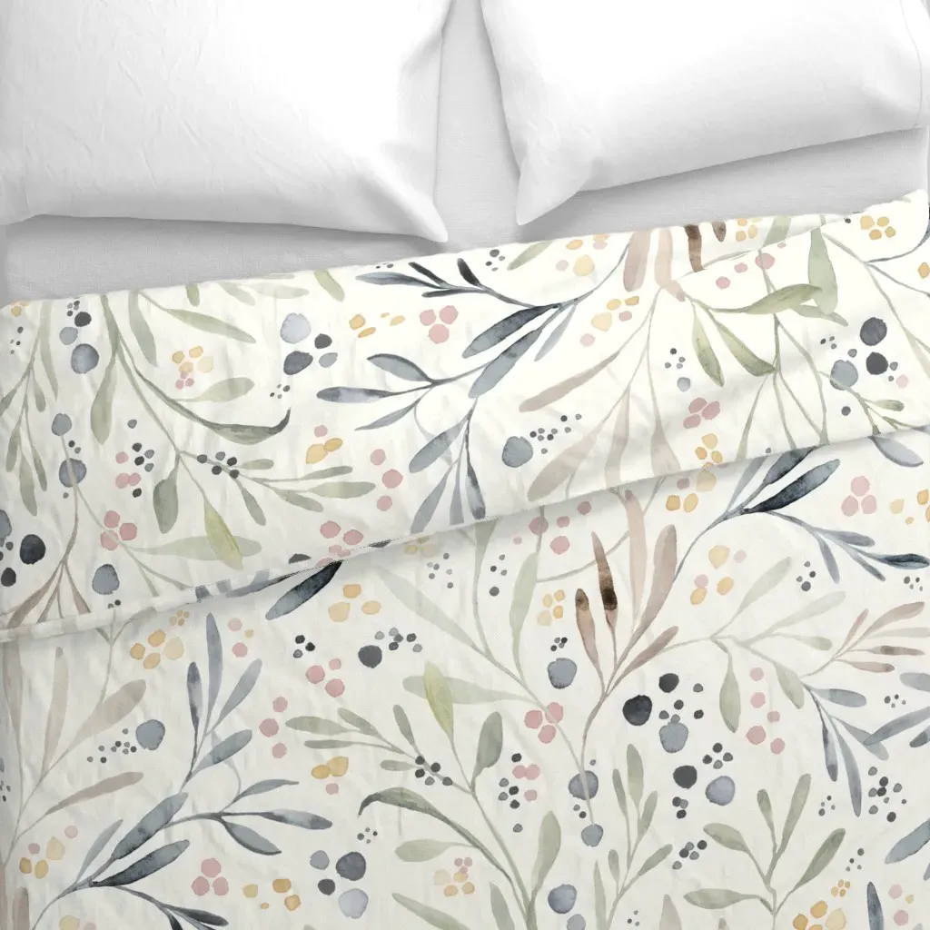 Long Leaves Jumbo Duvet Cover - Sage Green alternate view
