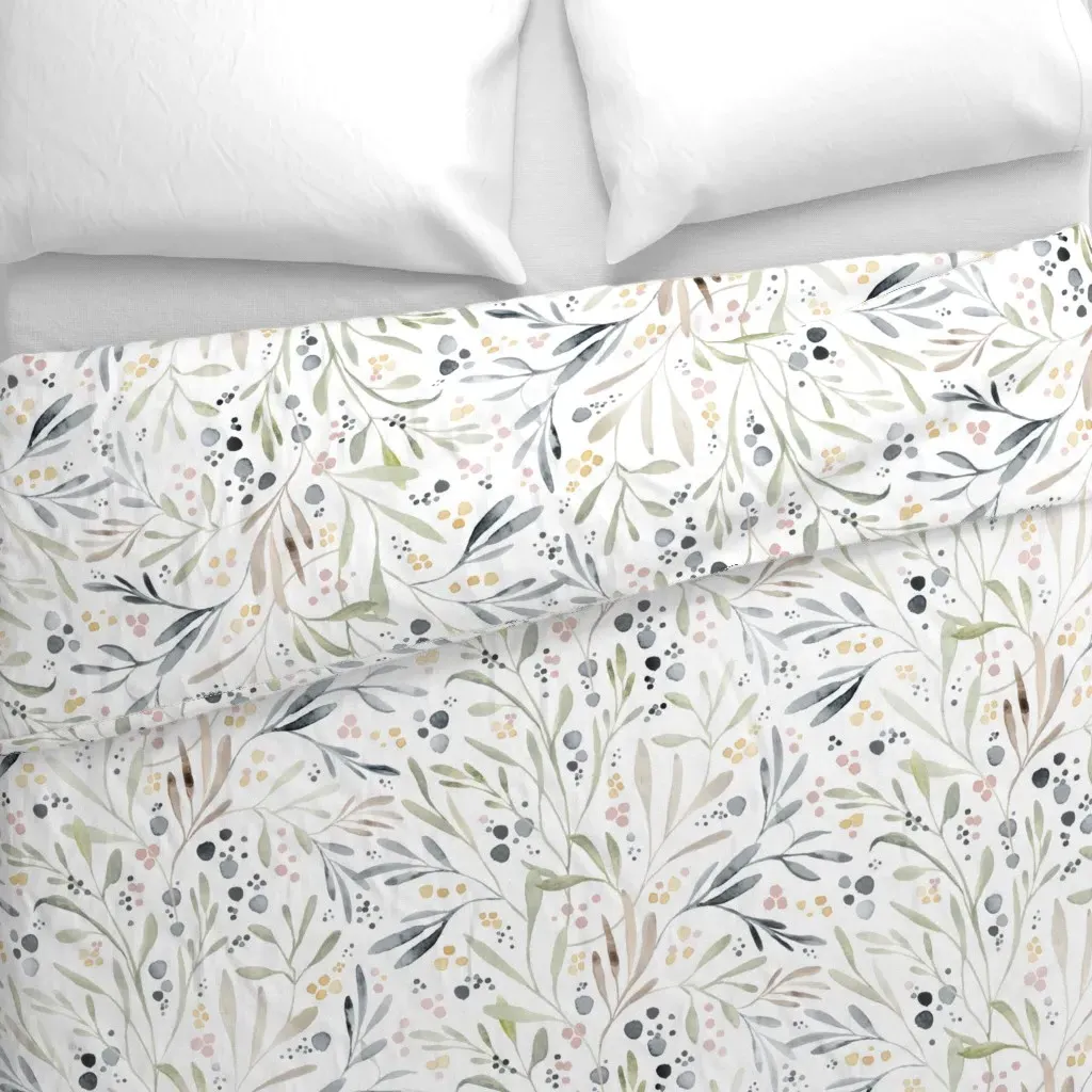 Long Leaves Medium Duvet Cover - Sage Green alternate view