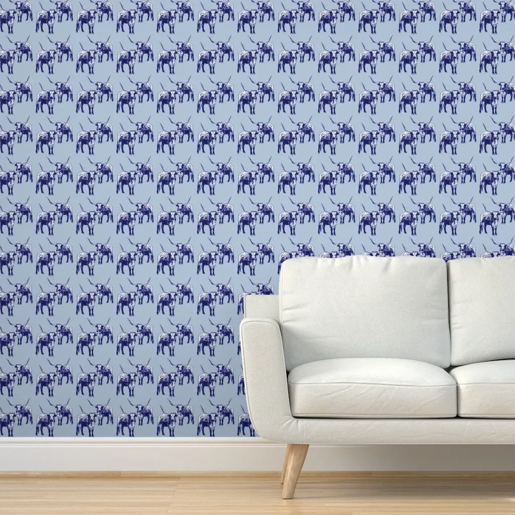 Longhorn Peel and Stick Wallpaper - Dark Blue product