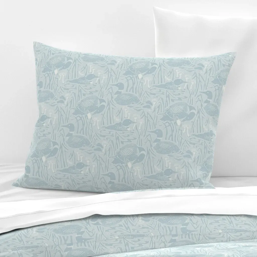 Loon Birds In The Fog Standard Knife Edge Pillow - Light Blue, Cotton Sateen product