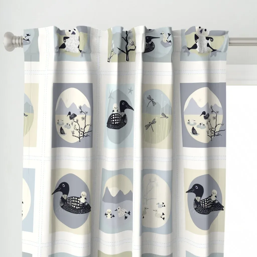 Loon Island Canvas Curtain Panel - Blue-Gray alternate view