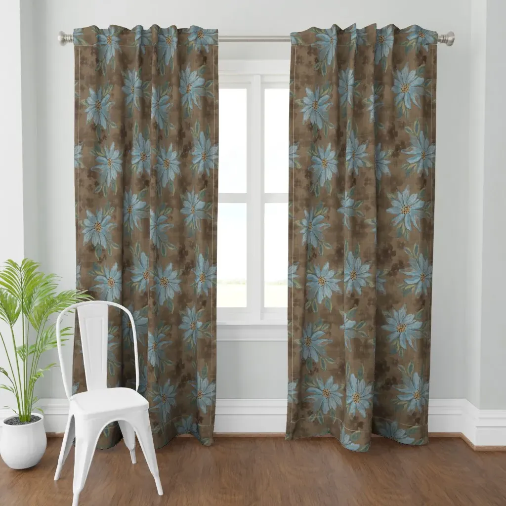 Loose Hand Drawn Textured Curtain Panel - Blue product