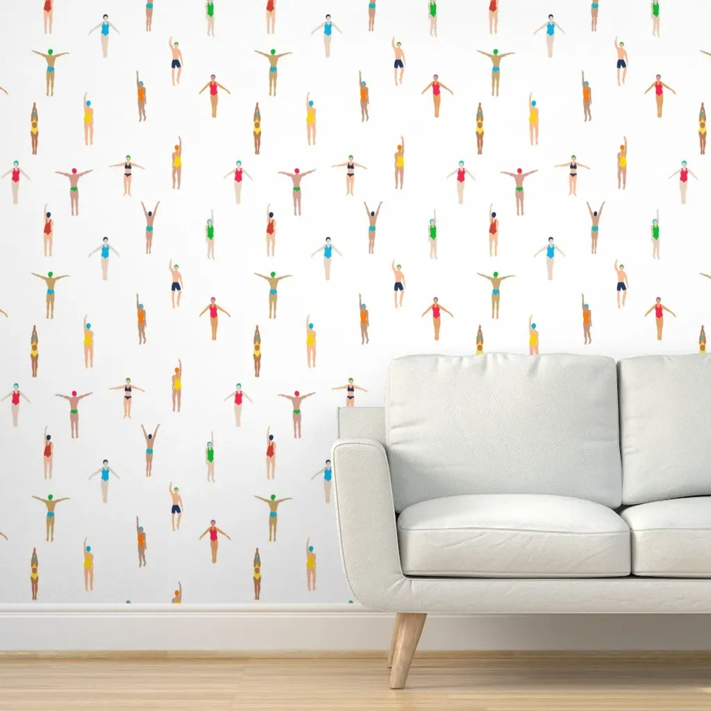Lorrie Custom Swimmers Peel and Stick Wallpaper - White product