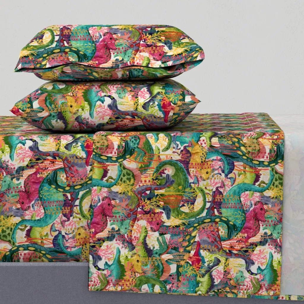 Lost At The Dinosaur Jamboree Twin XL Sheet Set - Teal product