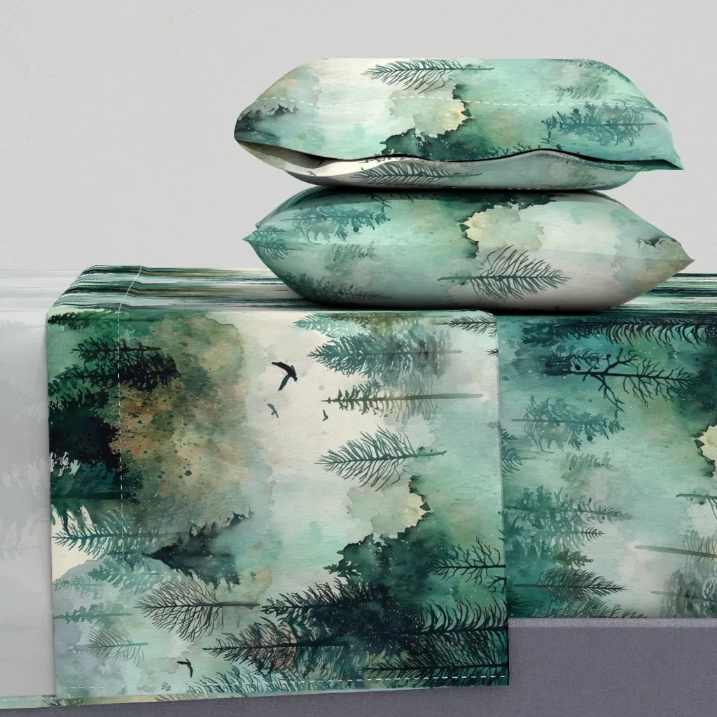 Lost In The Moody Misty Mountains Queen Sheet Set - Green product
