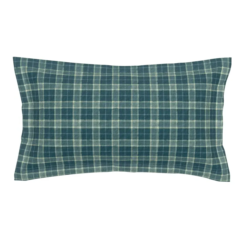 Lost River Jacquard Plaid Small King Pillow Sham - Teal product