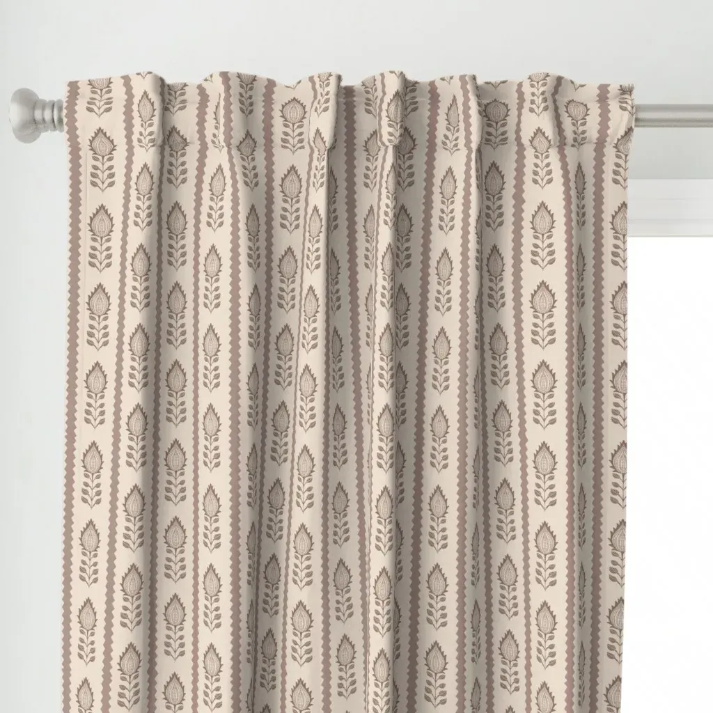 Lotus Block Stripe Curtain Panel - Taupe alternate view