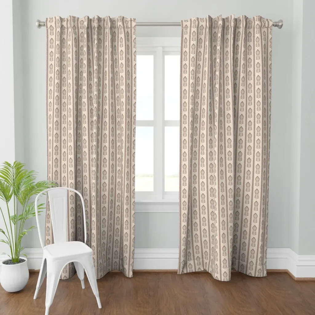 Lotus Block Stripe Curtain Panel - Taupe product