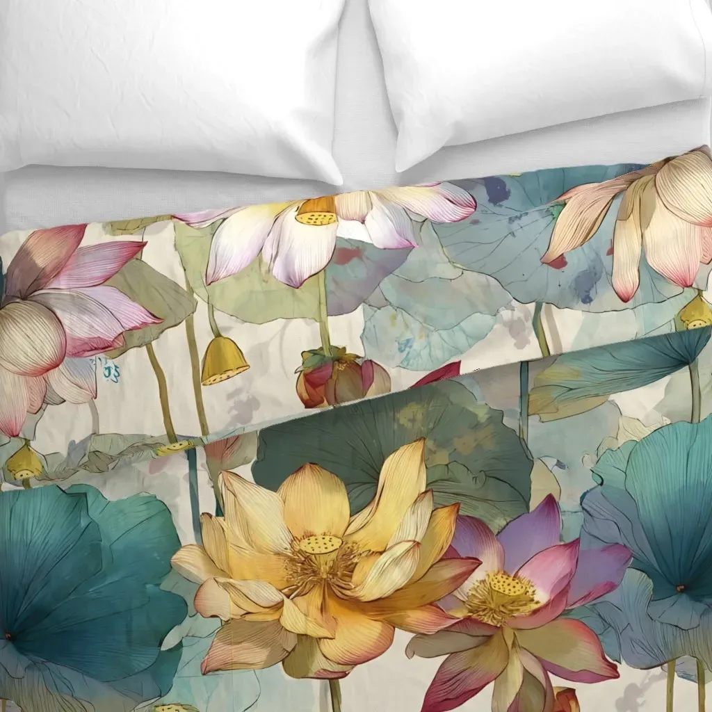 Lotus Bloom Reverie Duvet Cover - Pink alternate view
