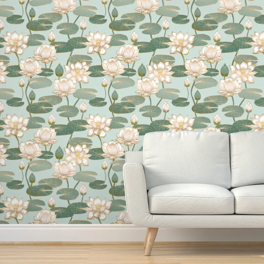 Lotus Blossoms Peel and Stick Wallpaper - White product