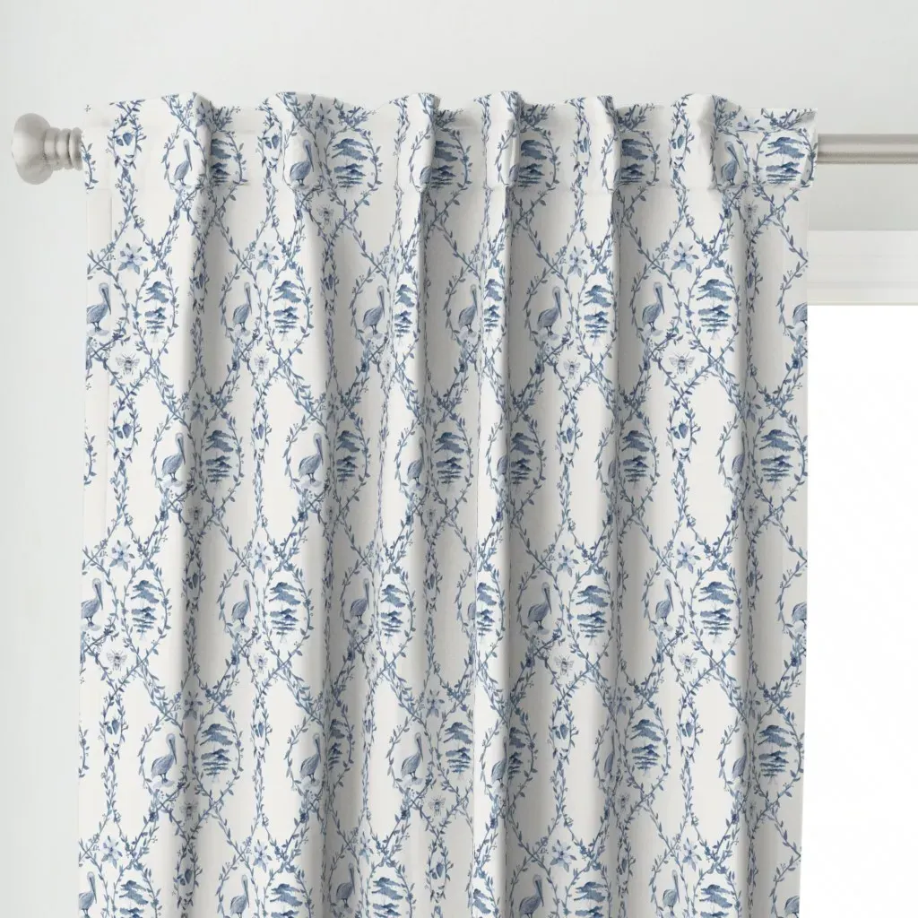 Louisiana Toile Custom Curtain Panel - Blue alternate view