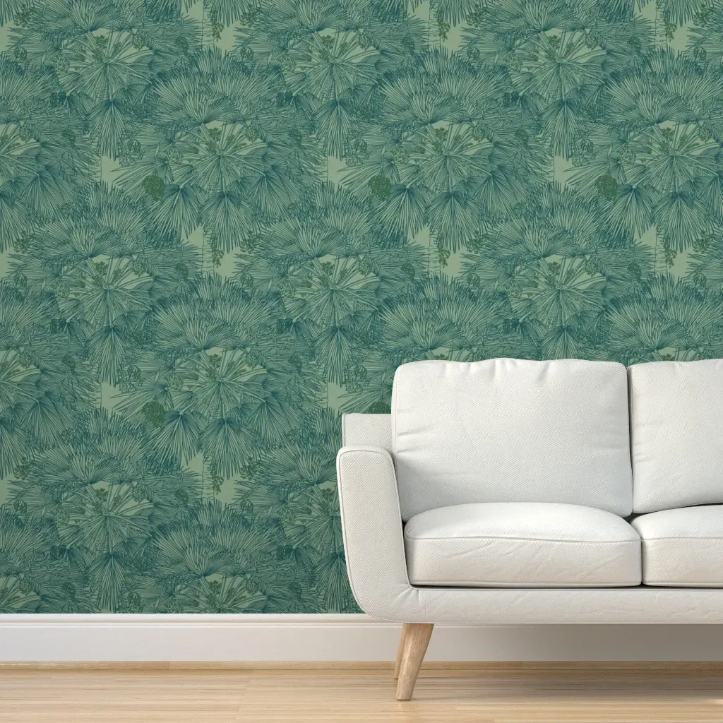 Loulu Palm Peel and Stick Wallpaper - Blue product