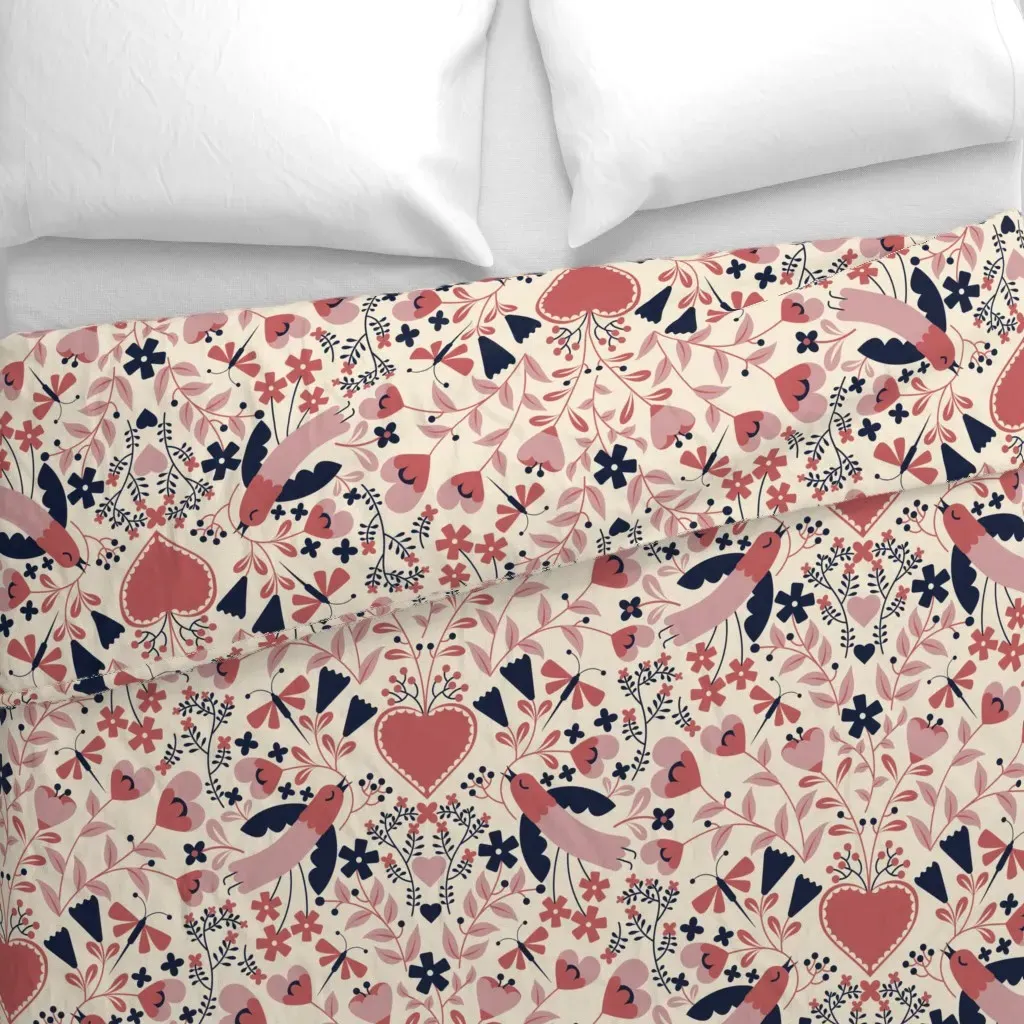 Love Birdies Medium Duvet Cover - Dusty Rose alternate view