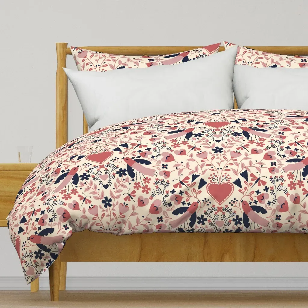 Love Birdies Medium Duvet Cover - Dusty Rose product
