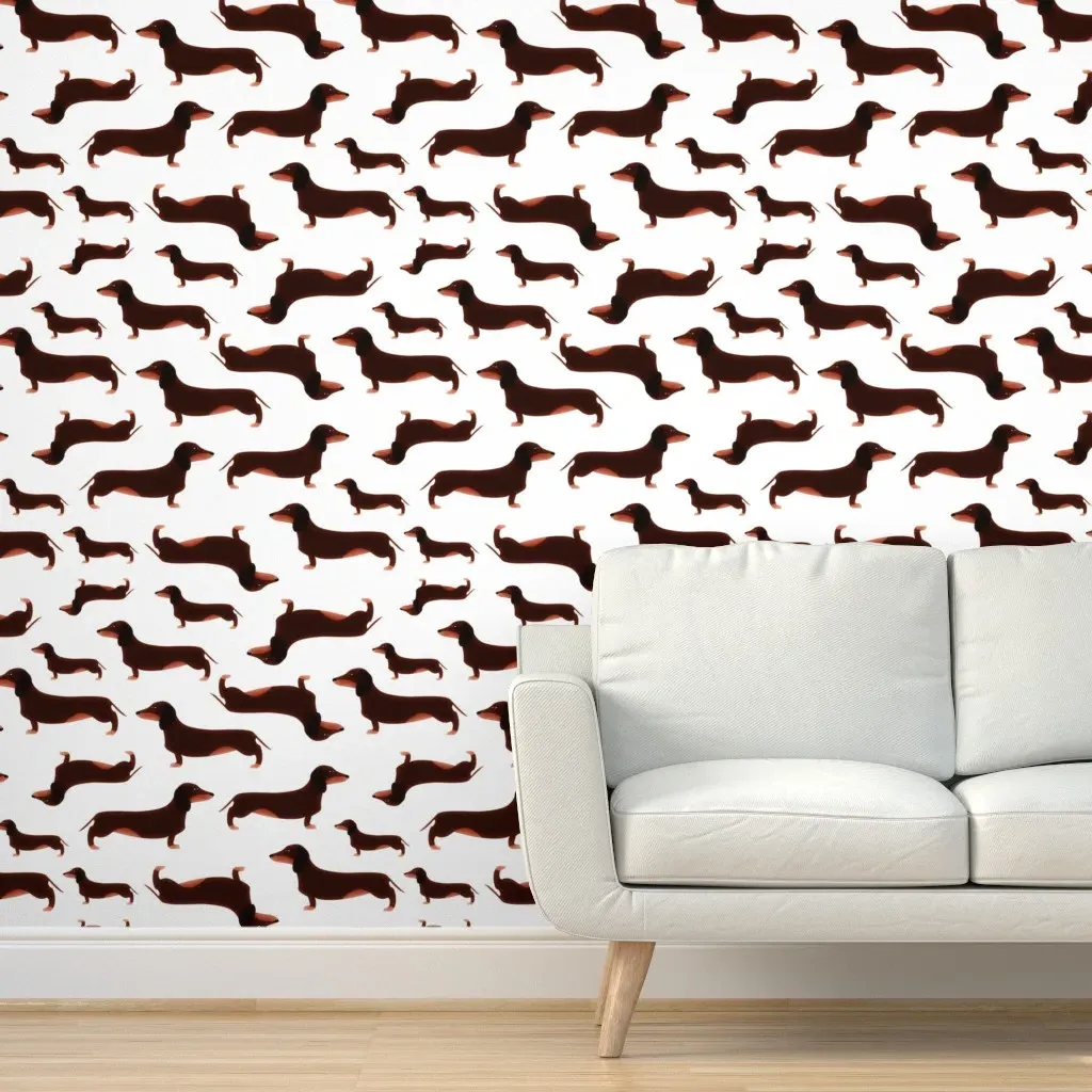 Love Dachshunds Peel and Stick Wallpaper - Brown product