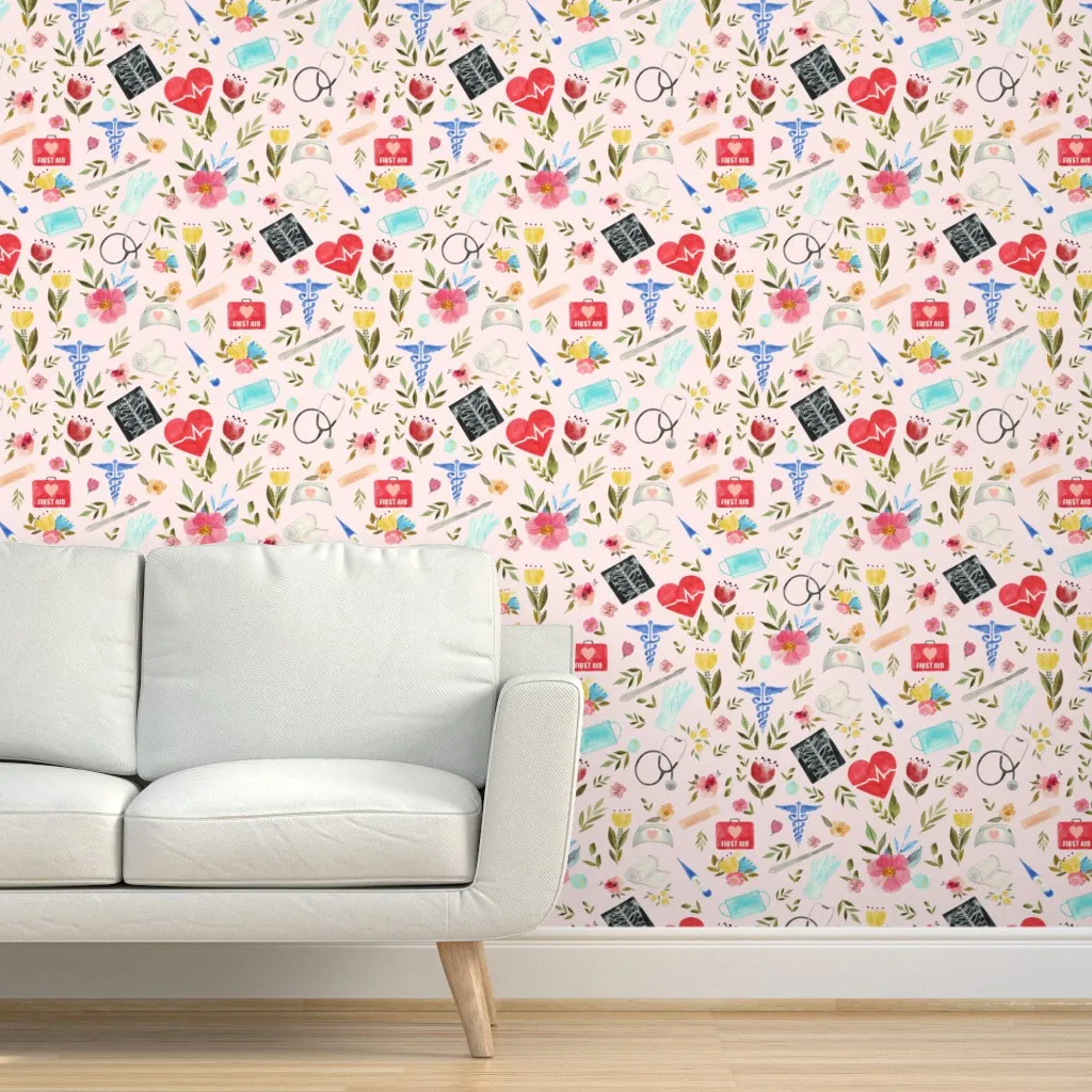 Love To Care Medical Peel and Stick Wallpaper - Pink product