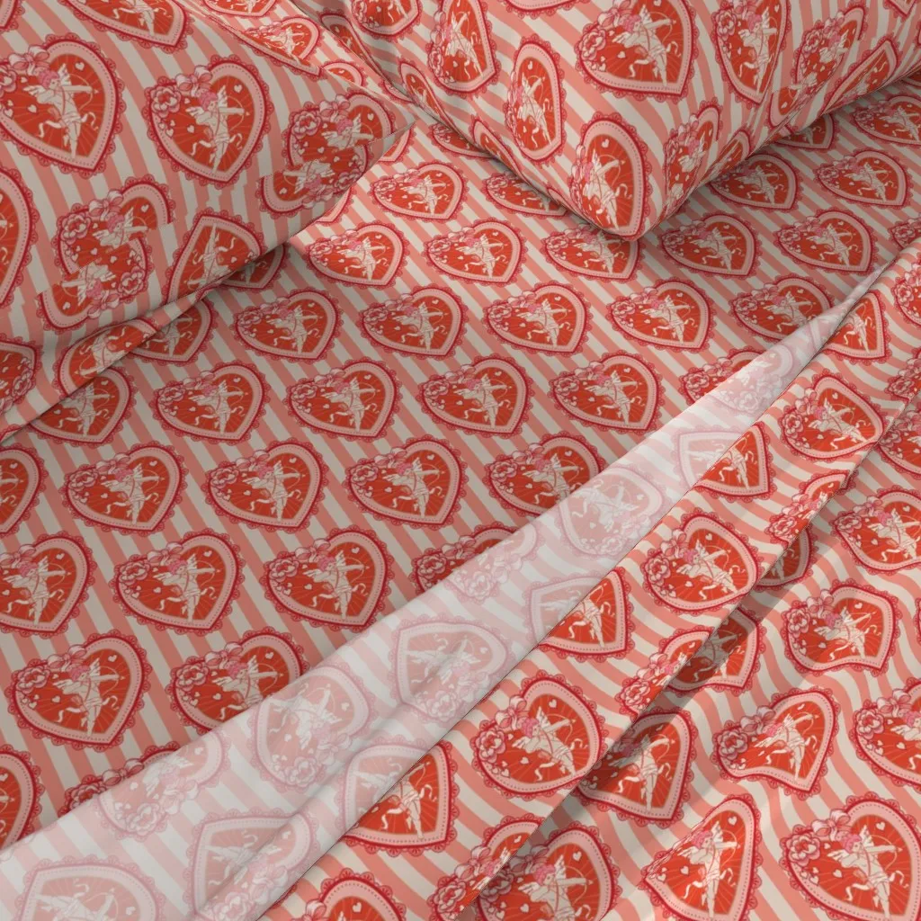 Lovecore Cupid Cherub Kitsch Valentine King Sheet Set - Red alternate view