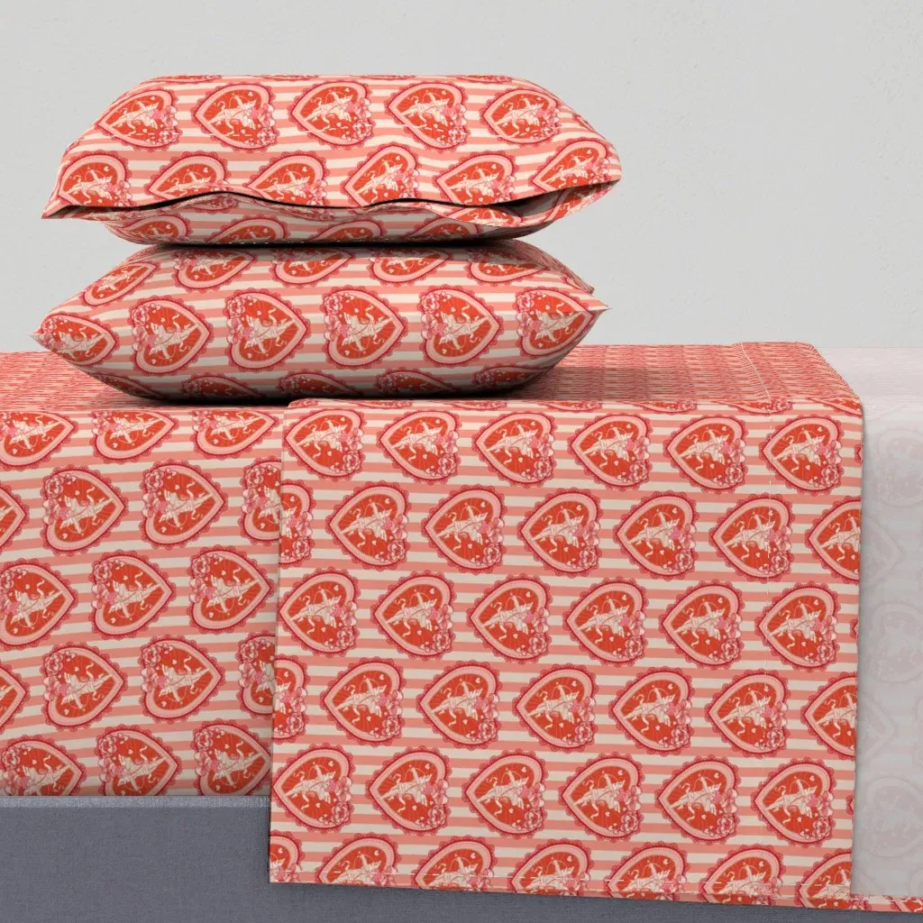 Lovecore Cupid Cherub Kitsch Valentine King Sheet Set - Red product