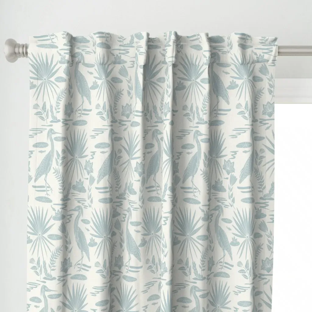 Lowcountry Egret Large Curtain Panel - Light Blue alternate view