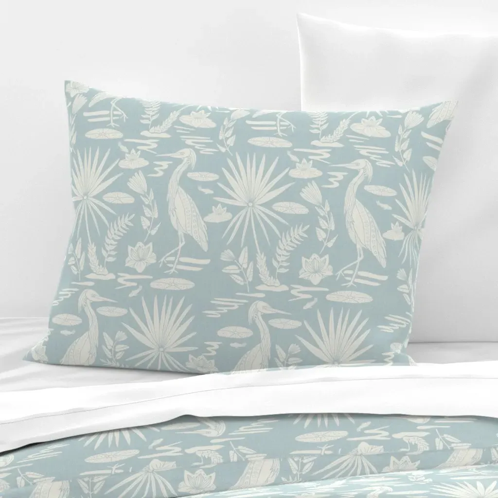 Lowcountry Egret Standard Knife Edge Pillow - Light Blue, Cotton Sateen product