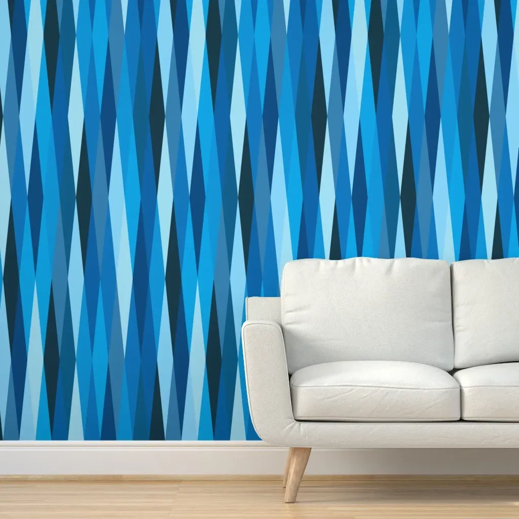 Lozenges Diamonds Peel and Stick Wallpaper - Agate Blue product