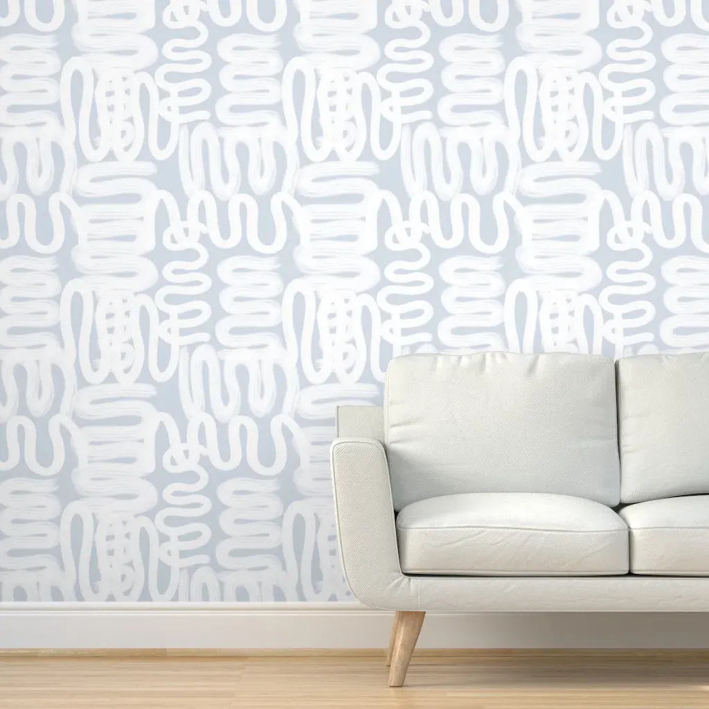 Luann Polar Blue Peel and Stick Wallpaper - White product