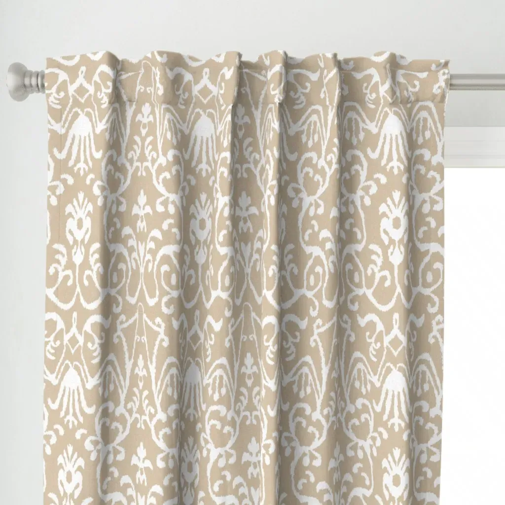Lucette Ikat Floral Curtain Panel - Beige alternate view