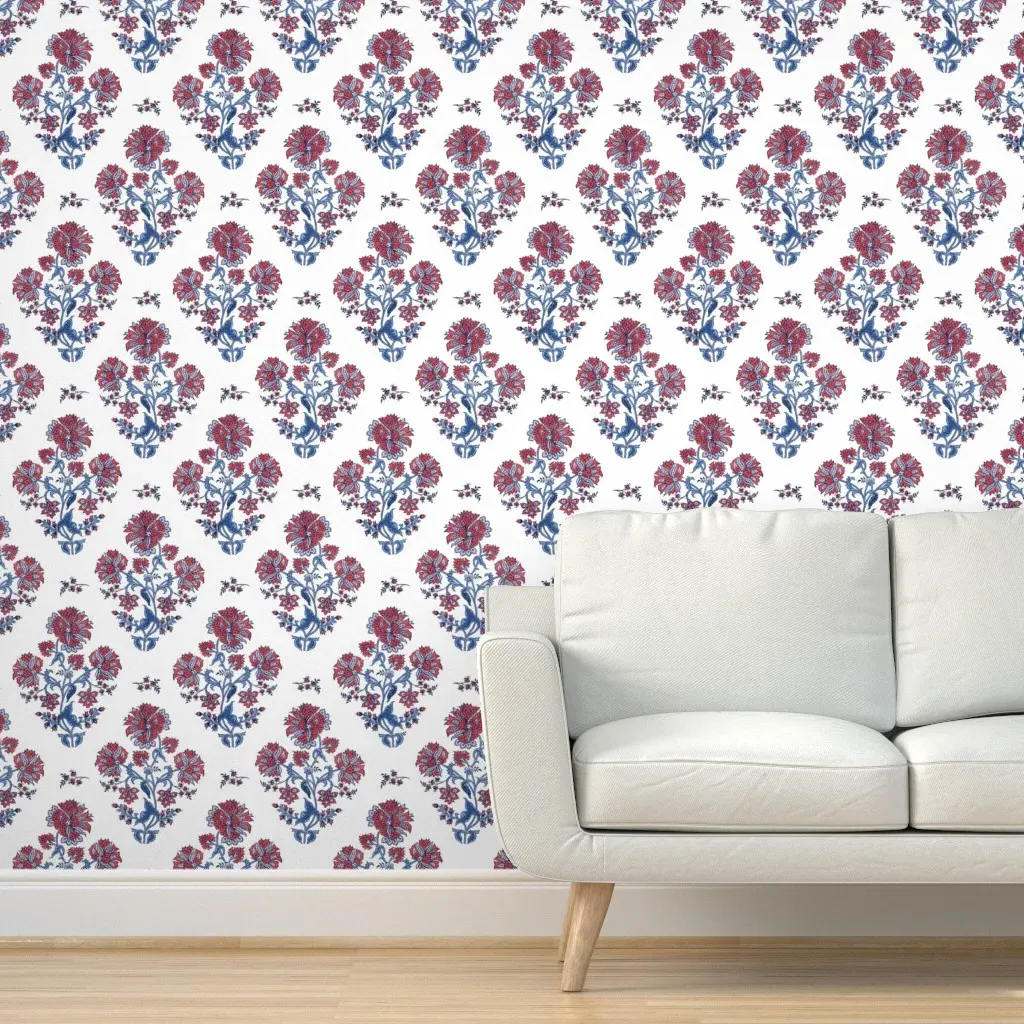 Lucinda Americana Peel and Stick Wallpaper - Coral Red, White product