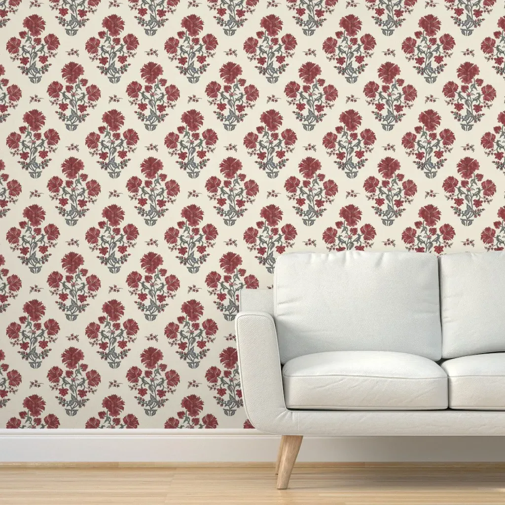 Lucinda Indian Ruby Sage Peel and Stick Wallpaper - Cream product