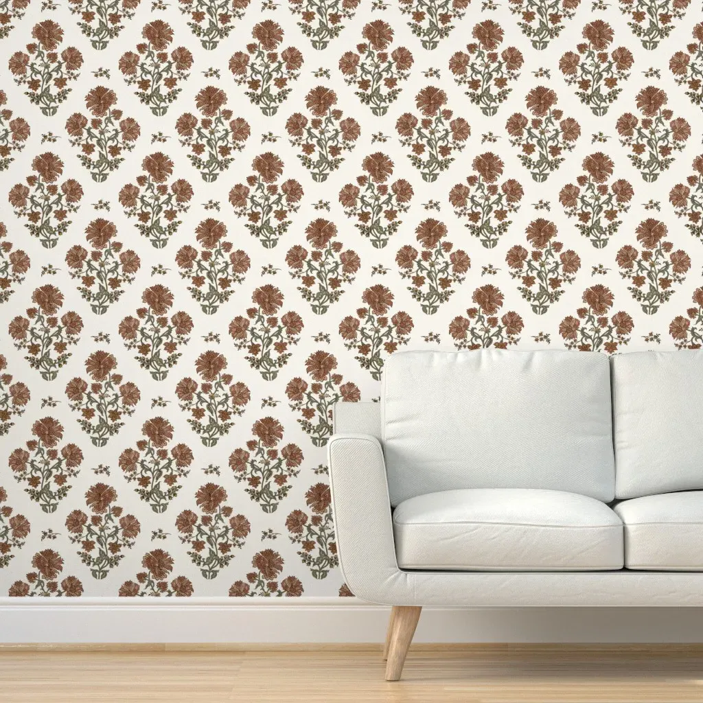 Lucinda Terracotta Sage Peel and Stick Wallpaper - Dusty Rose product