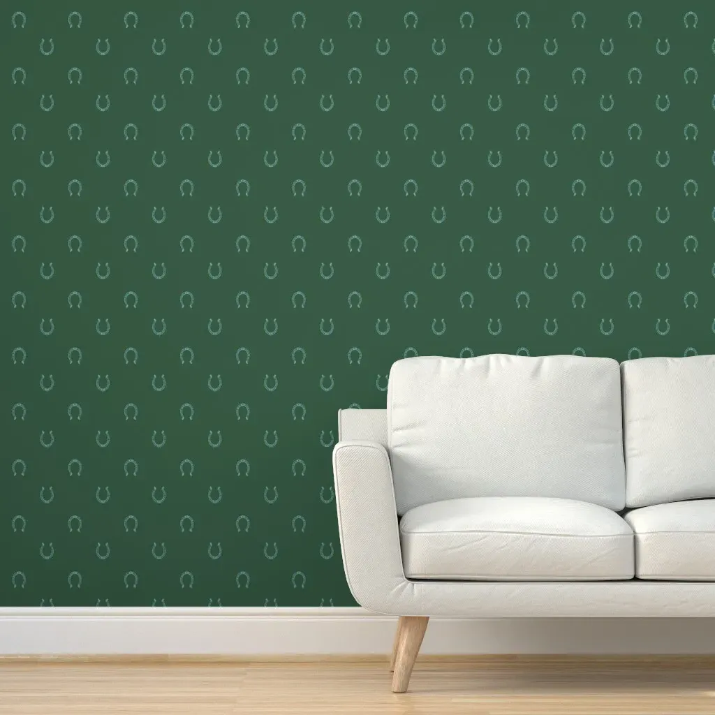 Lucky Horse Shoe Peel and Stick Wallpaper - Teal product