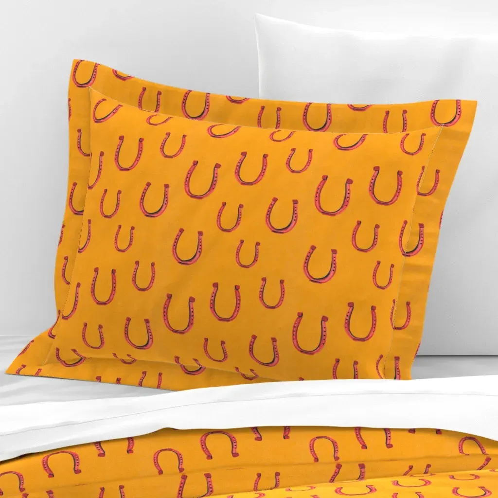 Lucky Horse Standard Flanged Cushion Cover - Coral, Cotton Sateen product