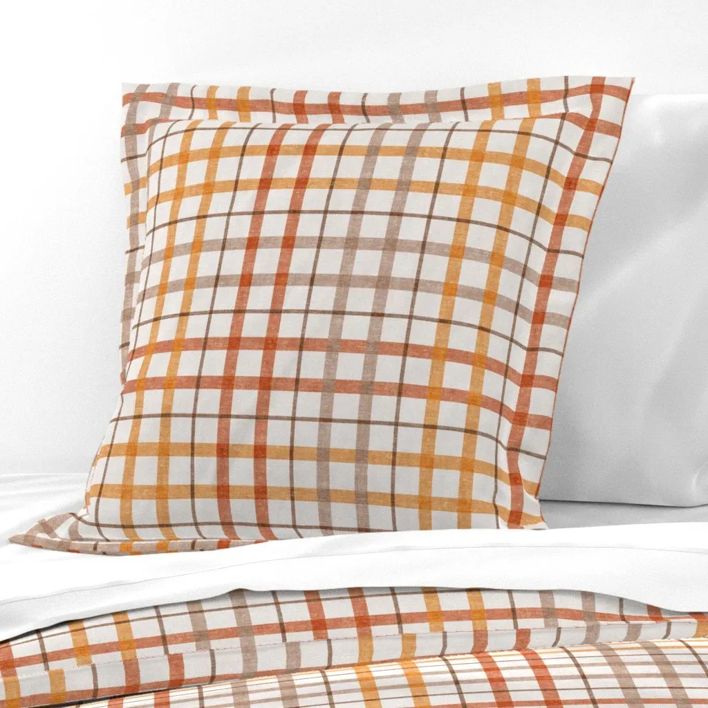 Lucy Fall Plaid Euro Pillow Sham - Burnt Orange product