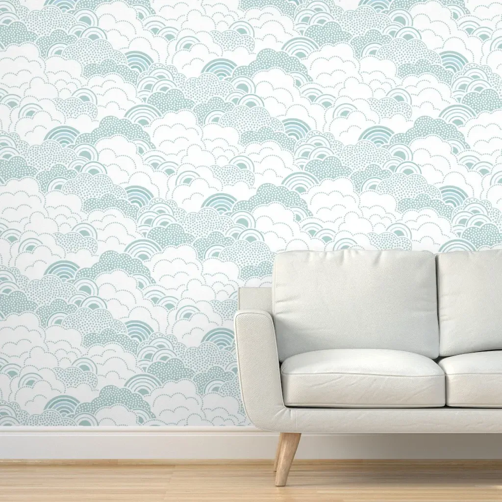 Lullaby Sky Peel and Stick Wallpaper - Light Teal product