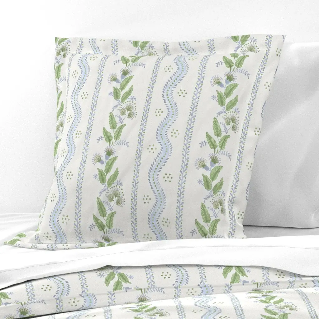 Lulworth Blue Soft Green Tan Euro Pillow Sham - Light Blue product