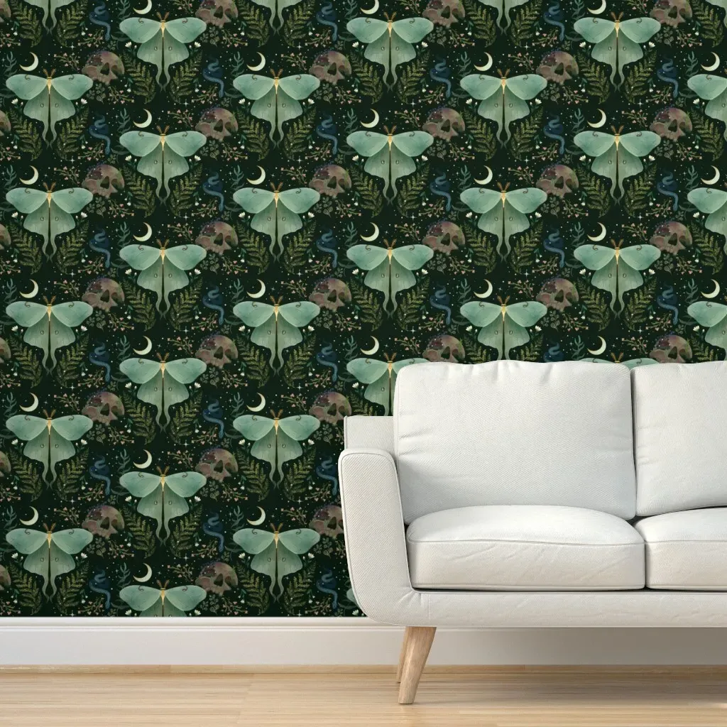Luna Moth And Skull Peel and Stick Wallpaper - Removable product