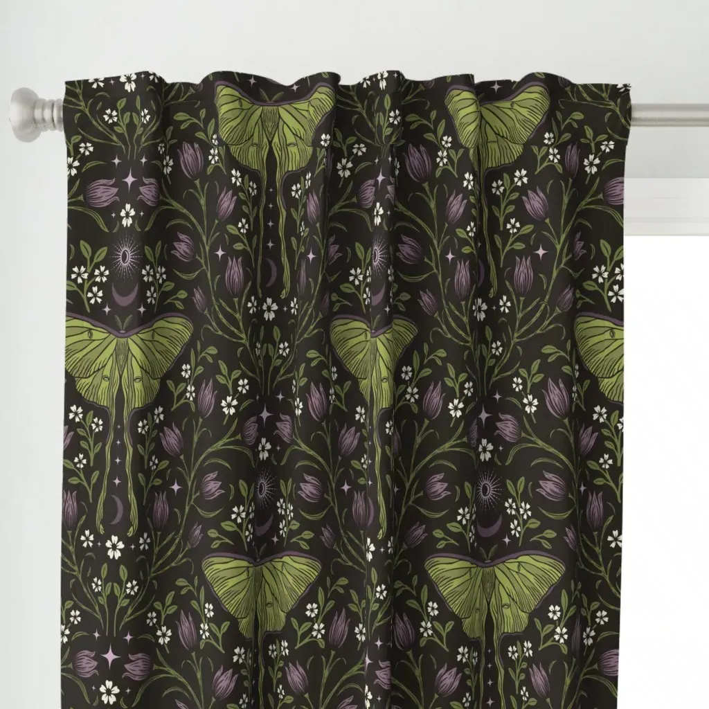Luna Moth Curtain Panel - Green alternate view