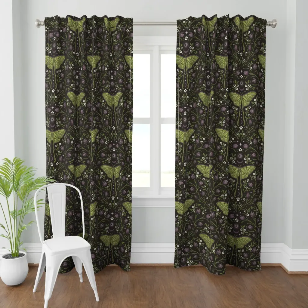 Luna Moth Curtain Panel - Green product
