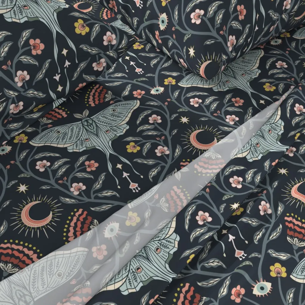 Luna Moth Damask Full Sheet Set - Dusty Blue alternate view