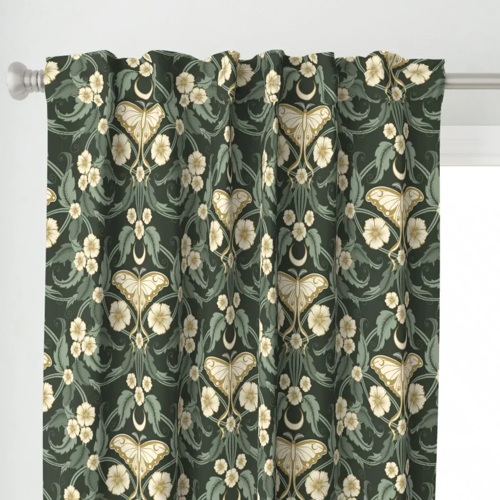 Luna Moth Heritage Curtain Panel - Gold alternate view