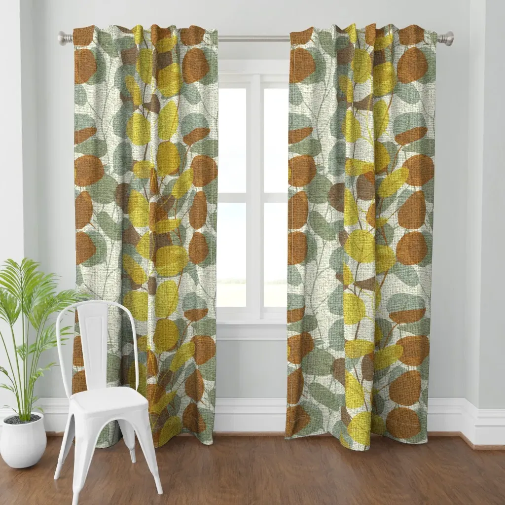 Lunaria On A Fall Day Curtain Panel - Mustard Yellow product