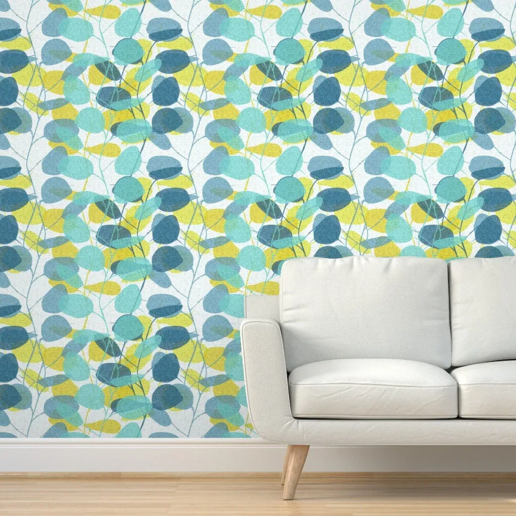 Lunaria Peel and Stick Wallpaper - Mustard Turquoise product