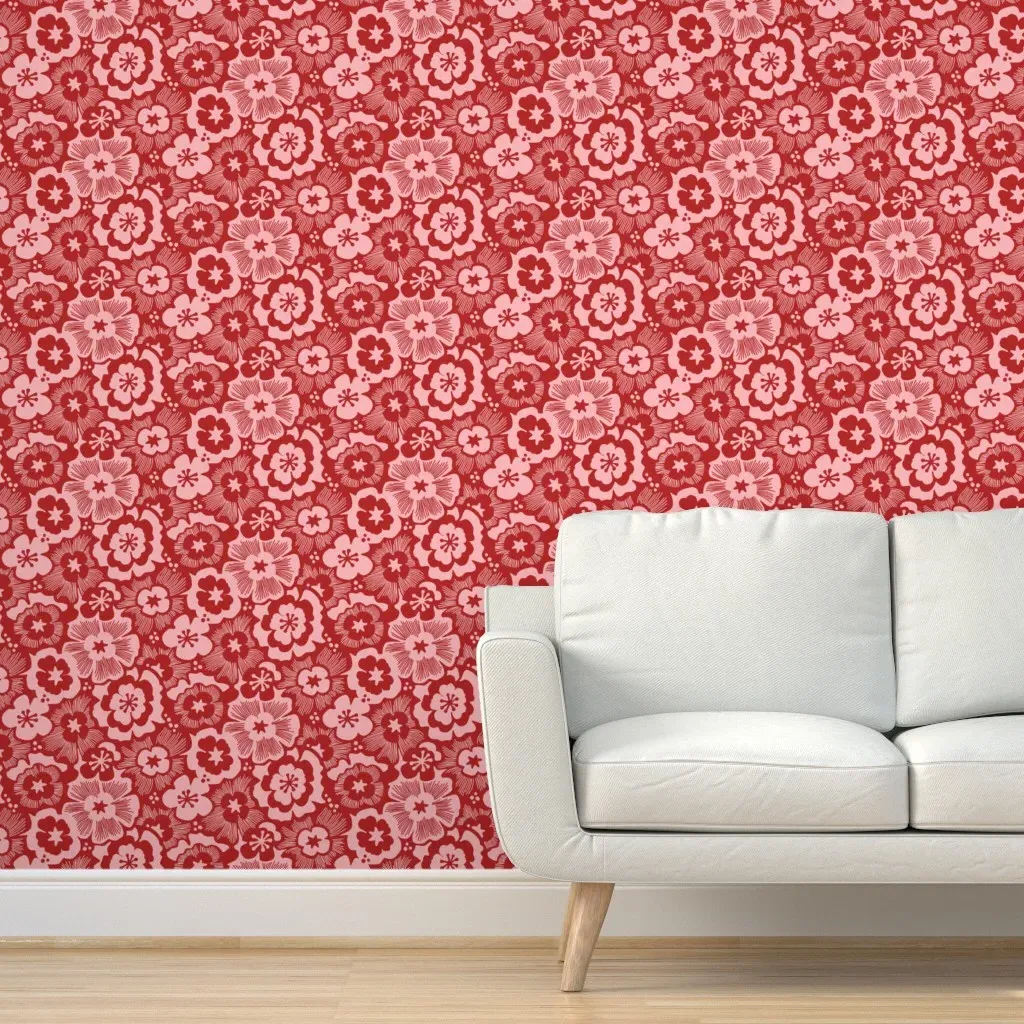 Lunas Funky Florals Peel and Stick Wallpaper - Red product