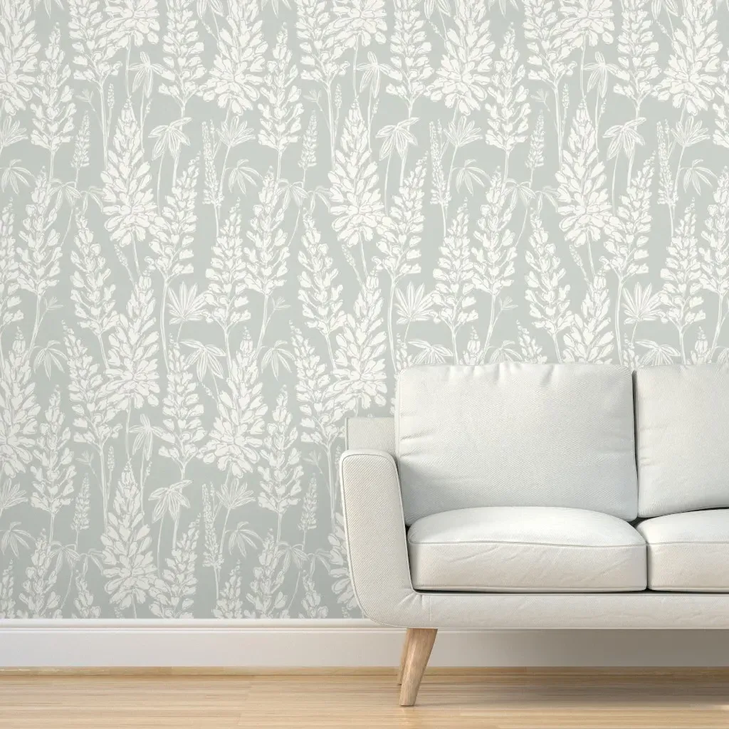 Lupine Florals Sea Salt SW6204 Peel and Stick Wallpaper - White product