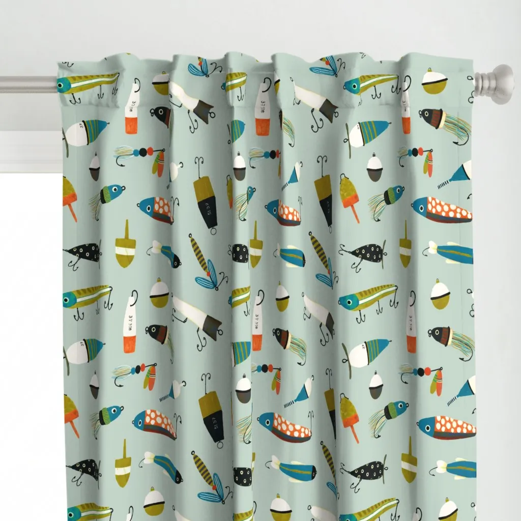 Lures Lake Curtain Panel - Teal alternate view