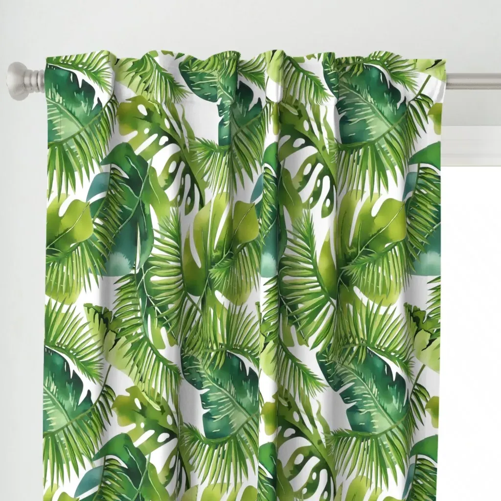 Lush Monstera Curtain Panel - Green alternate view