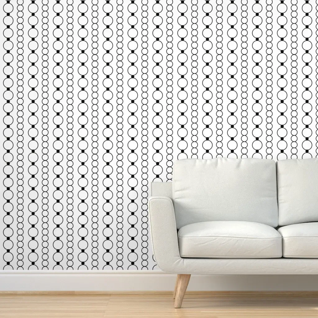 Luxe Pearls Jewelry Strands Peel and Stick Wallpaper - Black product