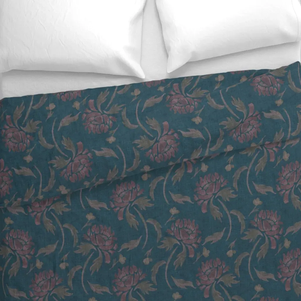 Lyddie Vintage Painterly Duvet Cover - Mauve alternate view