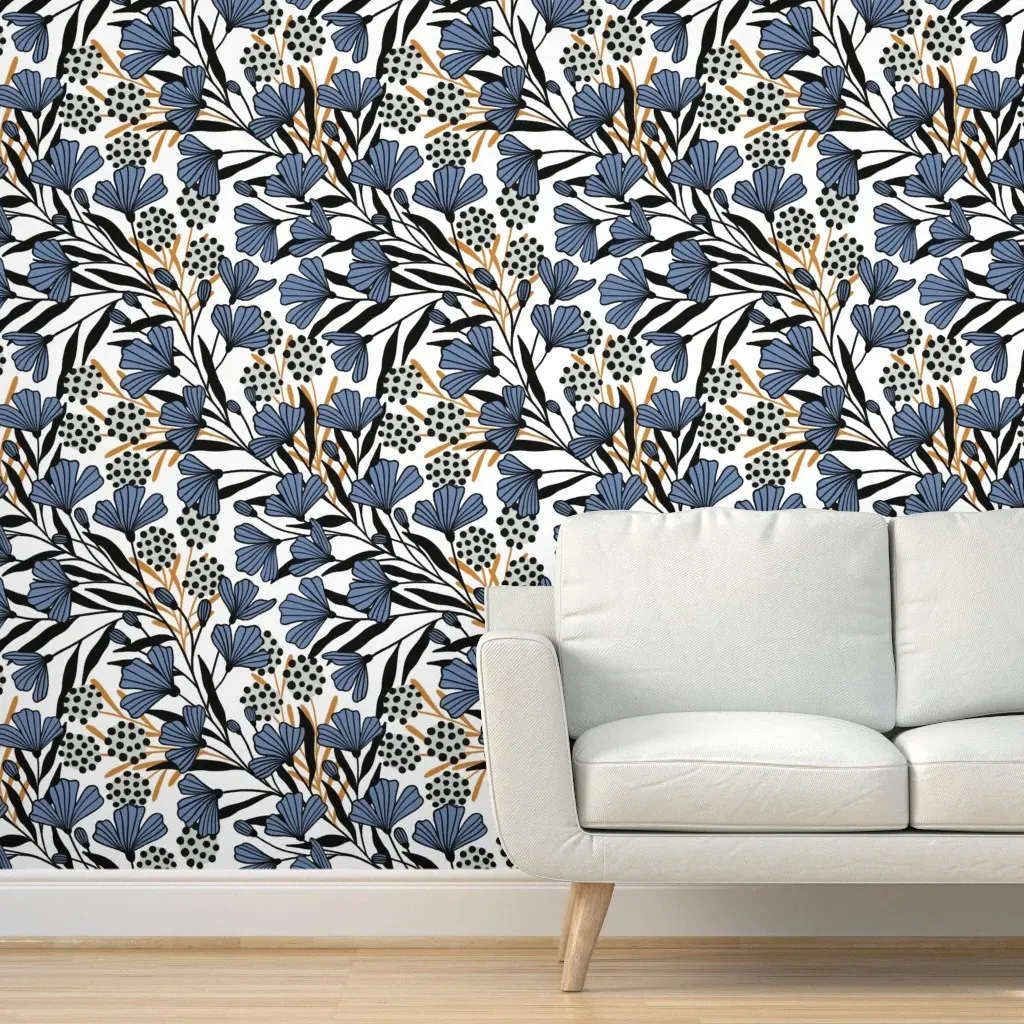 Lydia Peel and Stick Wallpaper Removable - Blue and Gold product